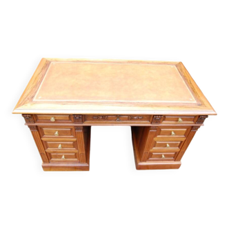 Napoleon III style walnut pedestal desk, late 19th century