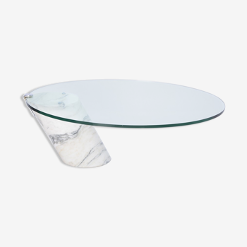 Table basse en marbre blanc et verre modèle K1000 par Team Form pour Ronald Schmitt