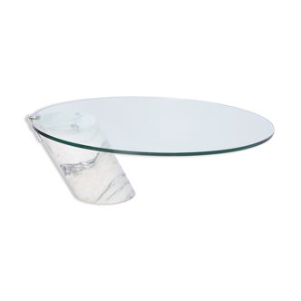 White Marble and Glass Coffee Table Model K1000 by Team Form for Ronald Schmitt