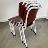 Set of 4 Gispen mahogany chairs Netherlands 70s