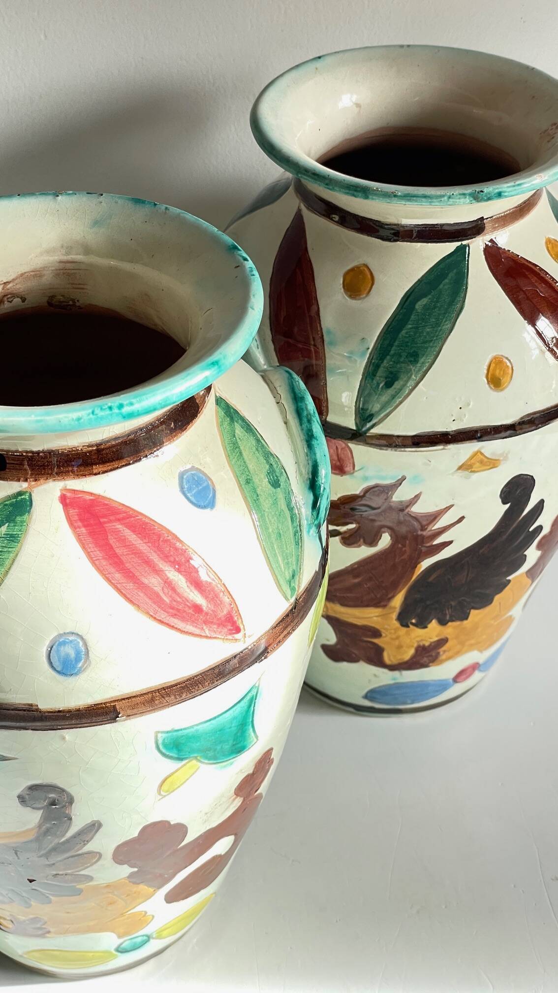 Vases vintage italy motif dragon