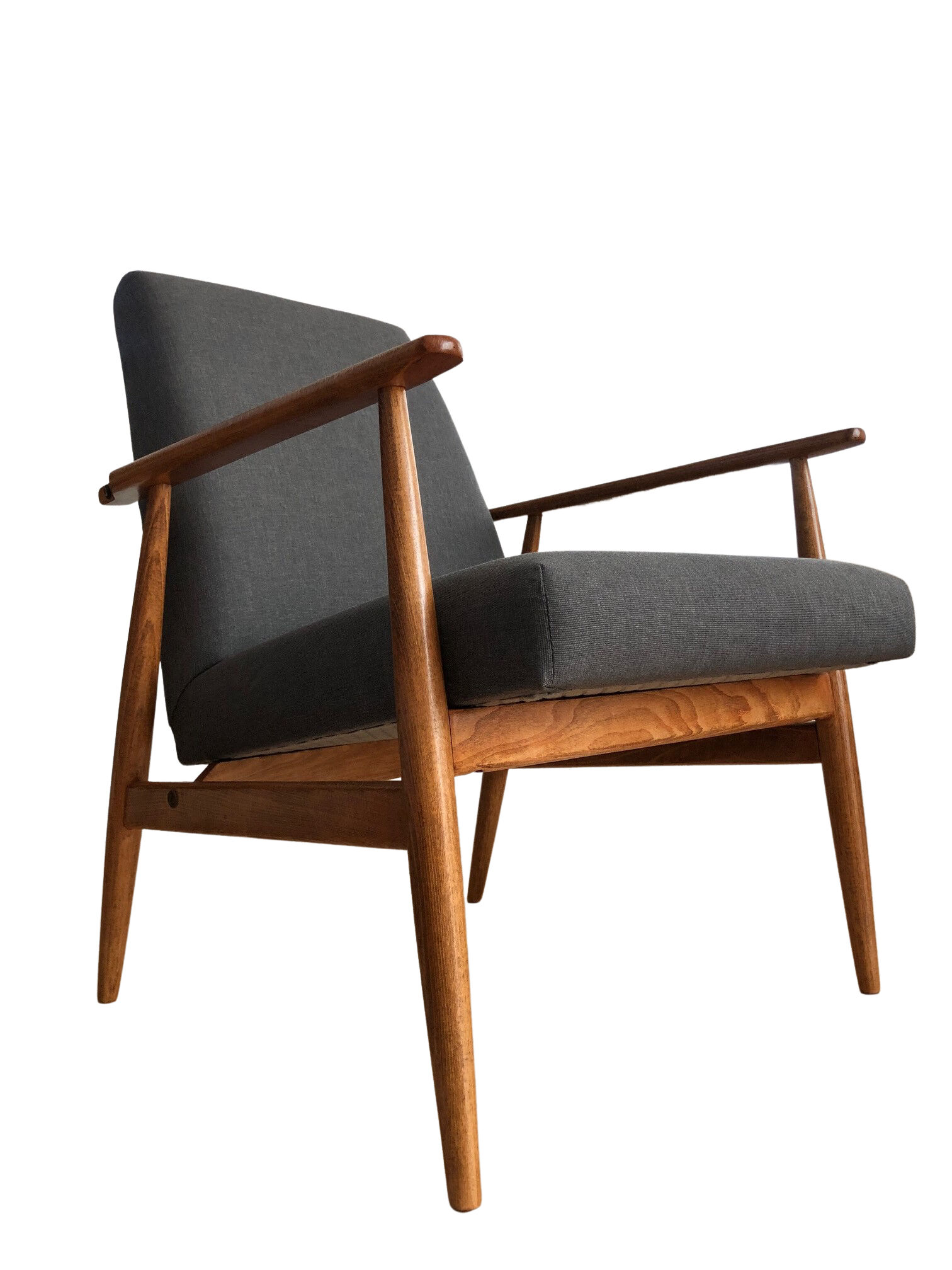 Set of two grey armchairs in kvadrat upholstery by henryk lis, europe, 1960s