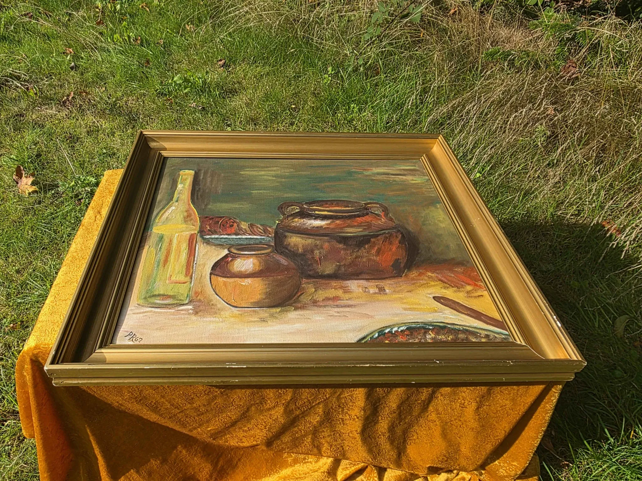 Rustic Kitchen Copper Pot Oil Painting - 1962