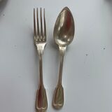 Series of 6 forks and old spoons, net model, alfenide art deco