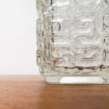 Large Finnish glass block vase from the mid-century by Tamara Aladin for Riihimäki, 1960s.