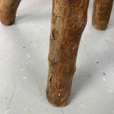 Pair of tripod stools in raw wood