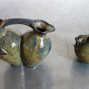 2 vases vintage en céramique vernissée, Grèce