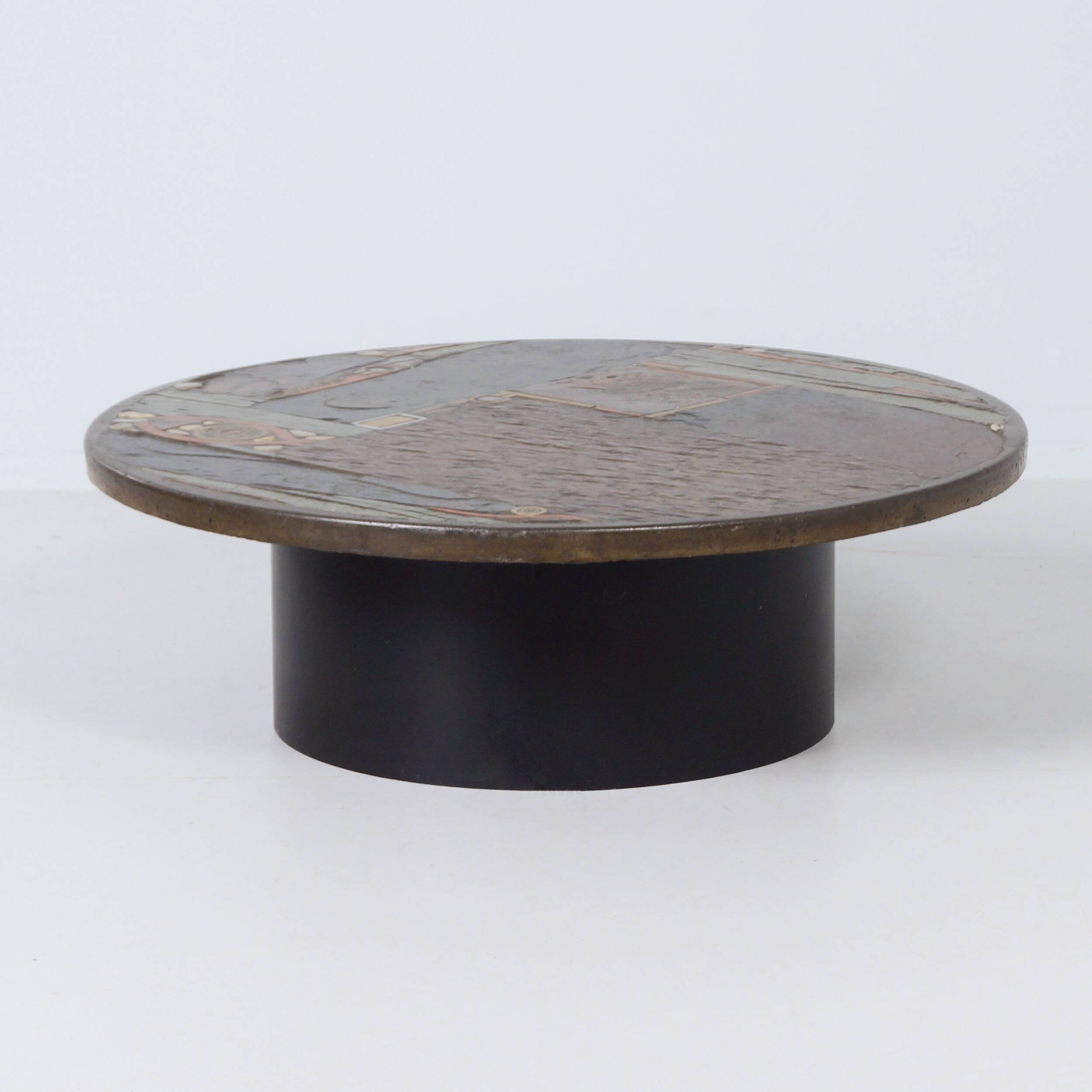 Coffee table by Paul Kingma, 1979 – Mosaic in earth tones, Ø100 cm