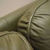 Canapé danois en cuir vert, années 1970