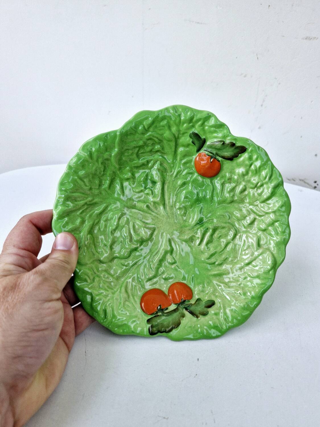 Vintage carlton ware cabbage and tomato slush plate made in england d 18.5 cm