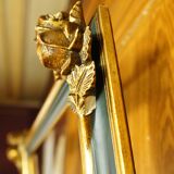 Frame decorated with nineteenth century roses, English green & gold leaf.