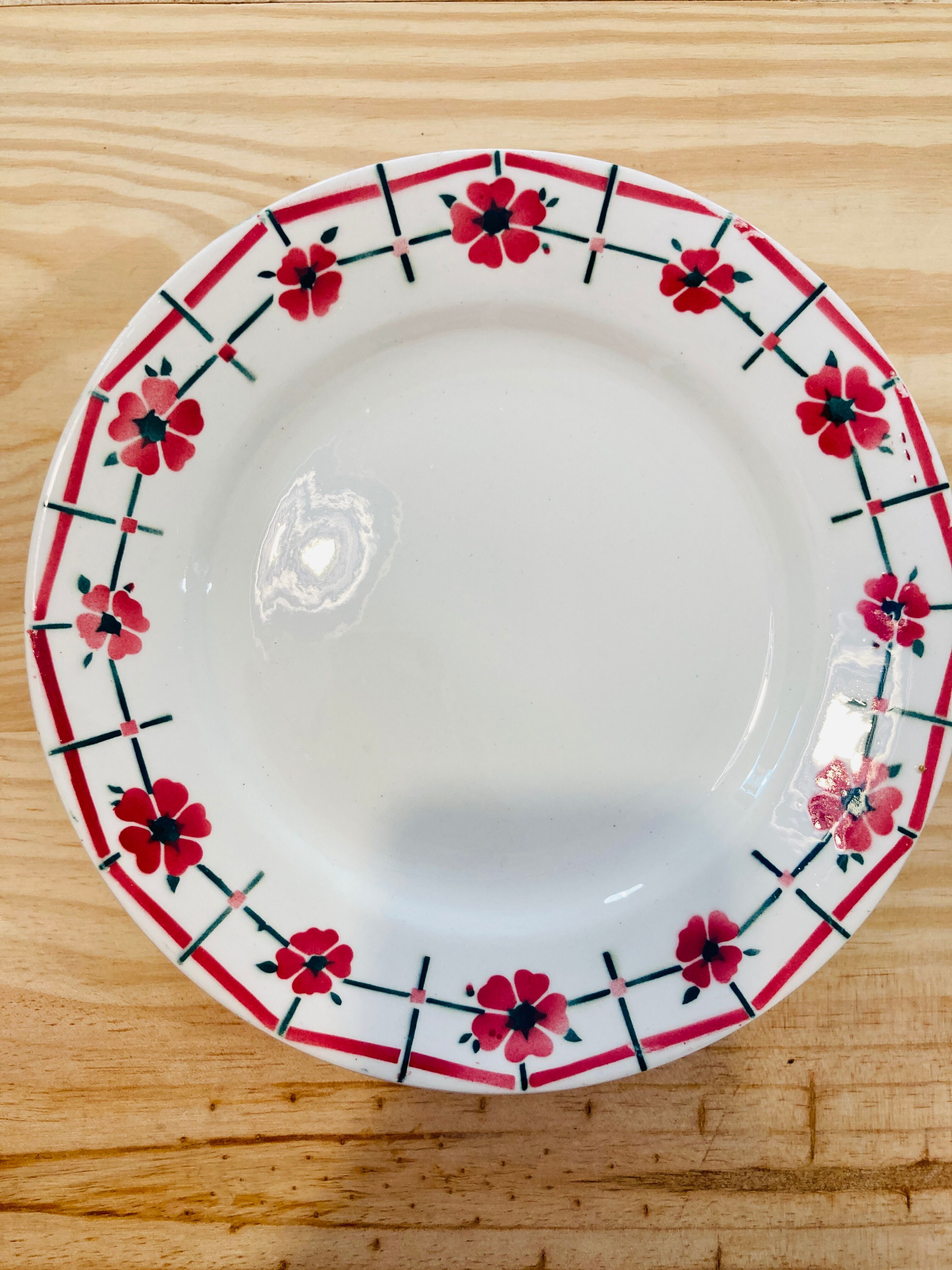 X6 pink flower plates monique ceranord france-retro-vintage