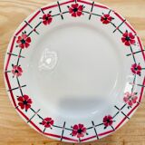 X6 pink flower plates monique ceranord france-retro-vintage