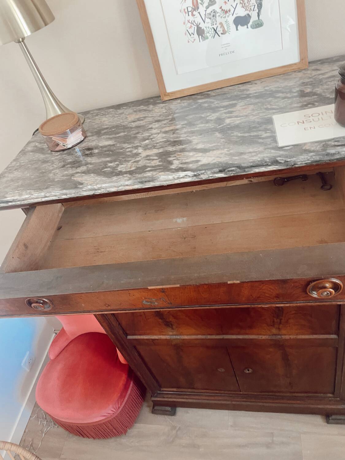 Secrétaire Louis Philippe bois et marbre