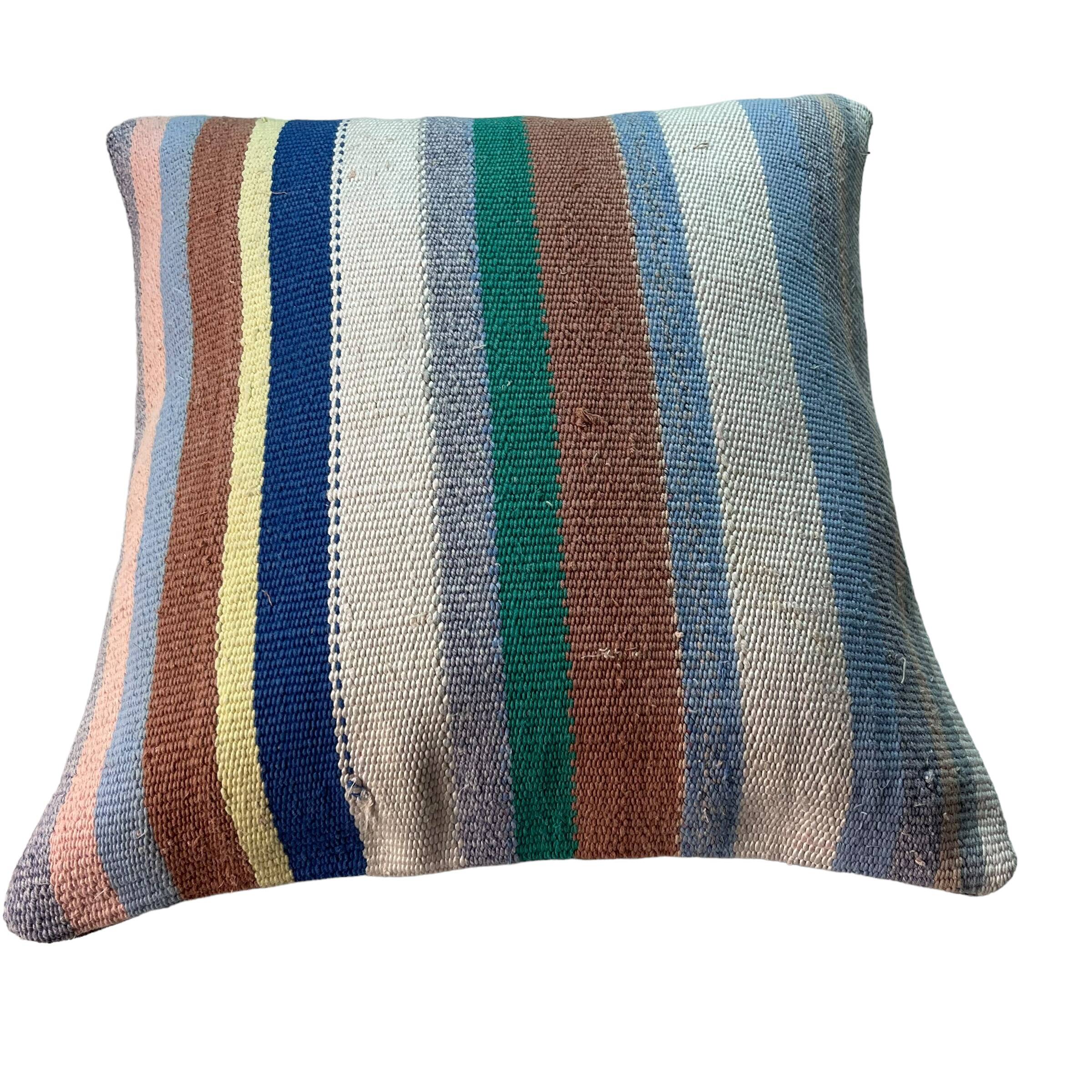 VINTAGE TURKISH KILIM CUSHION COVER , 45 X 45 CM
