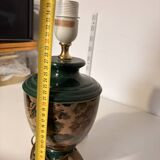 Old Ceramic Lamp Base Green Floral Decor Signed Olivier Corro