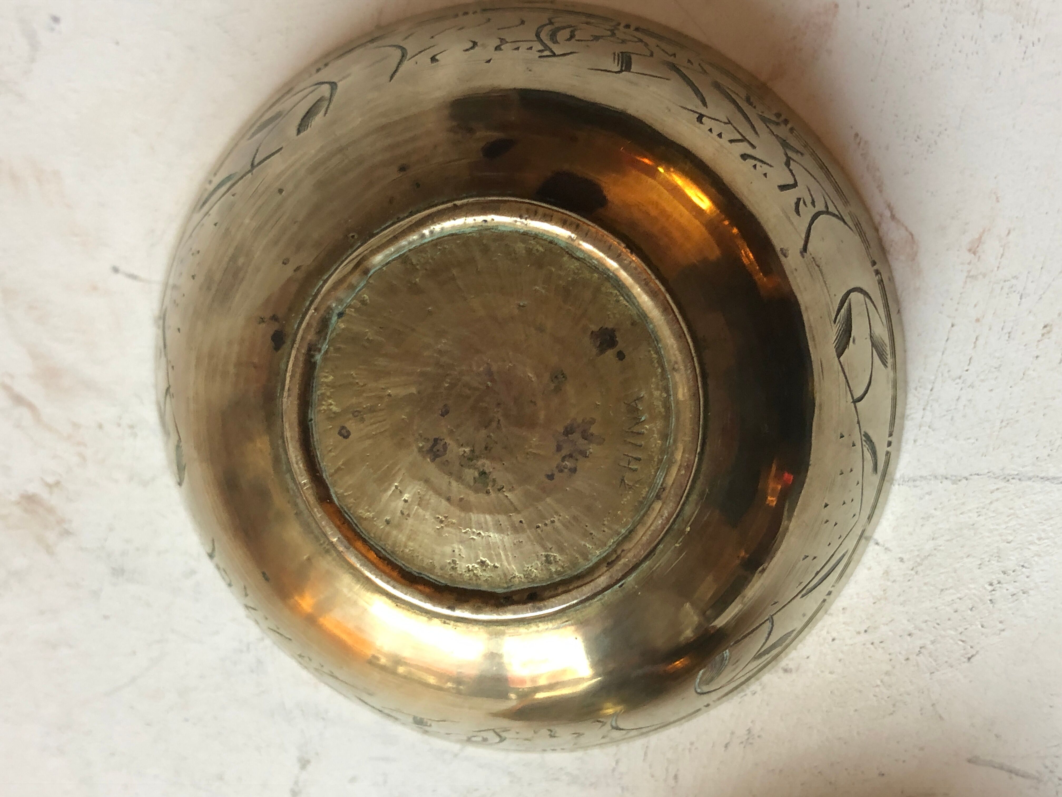 Set of brass Chinese cups