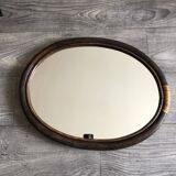 Oval rattan mirror