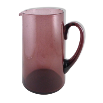 Pichet en verre bullé améthyste des années 60/70