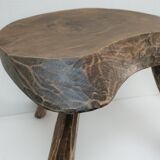 Tripod stool solid wood folk art 60s