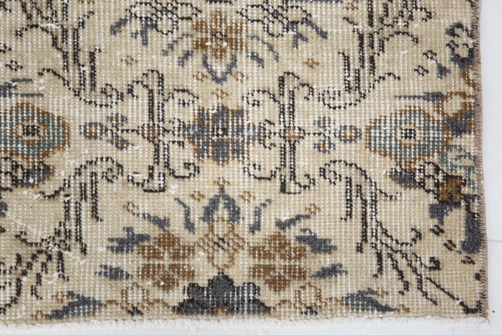 Dark gray & beige vintage rug, 206x102 cm