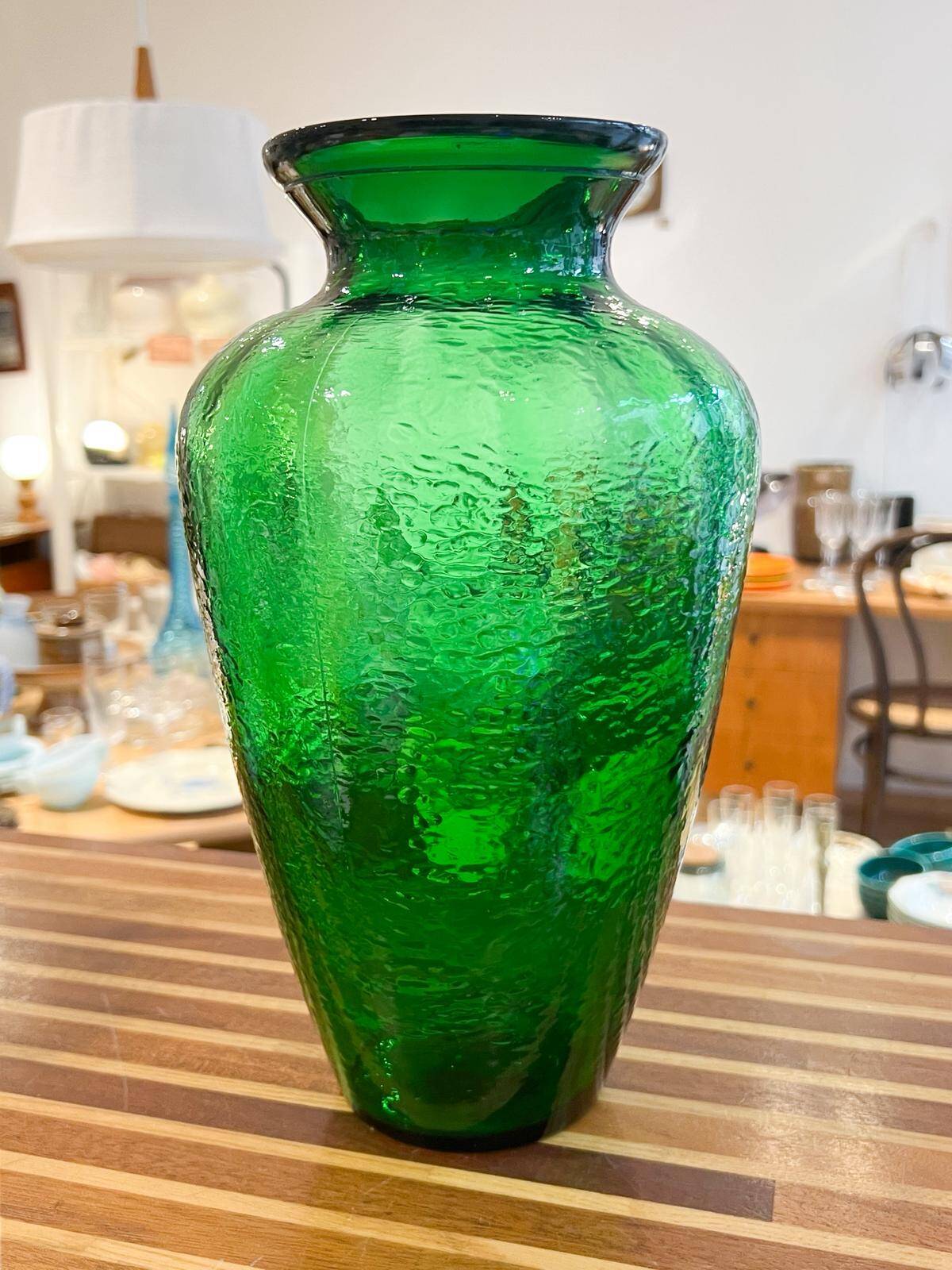 Green glass vase 30 x 17 cm