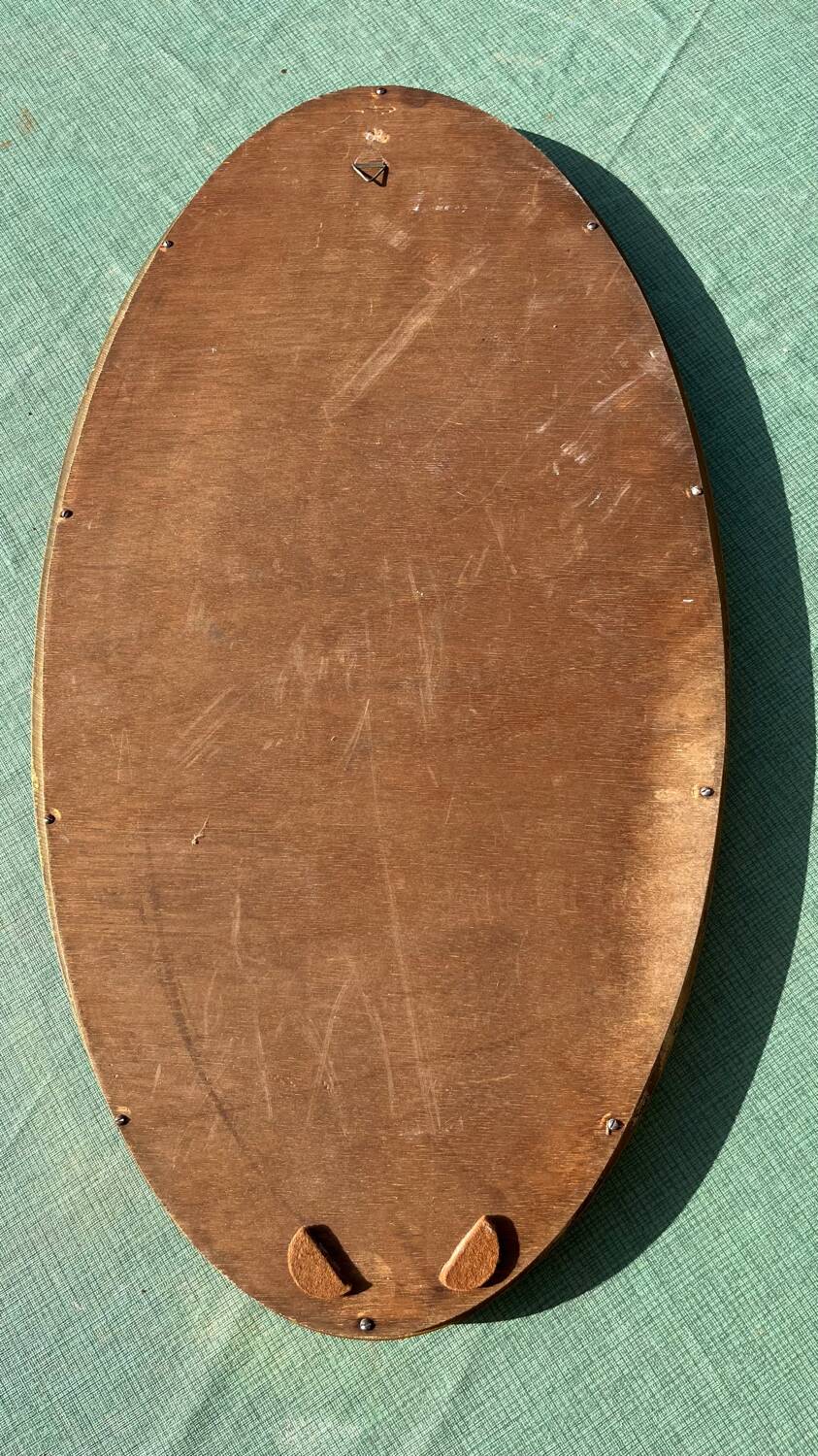 Miroir  bois doré  ovale 36 x 67 vintage