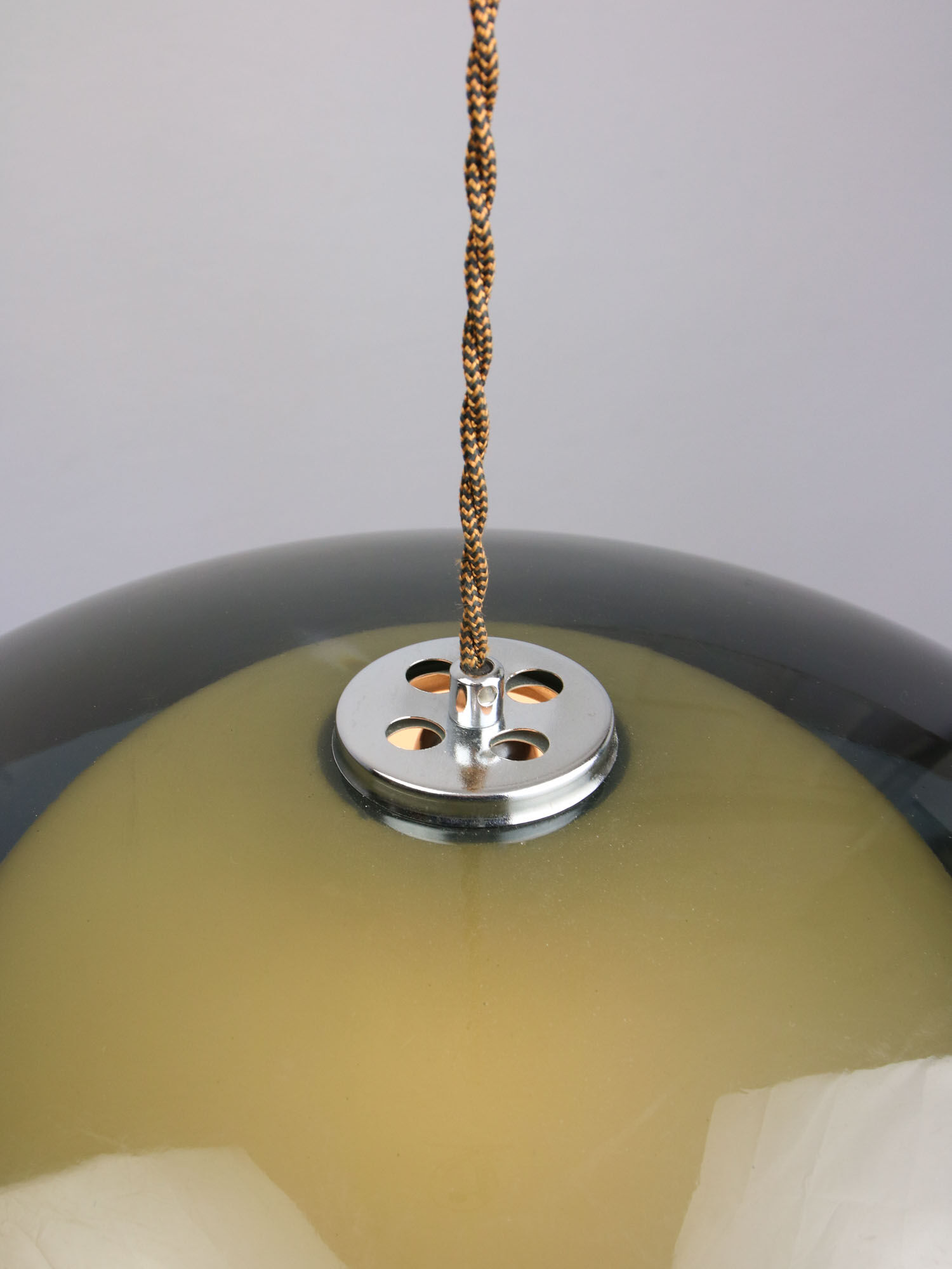 Italian green space age pendant lamp in plexiglass, 70s