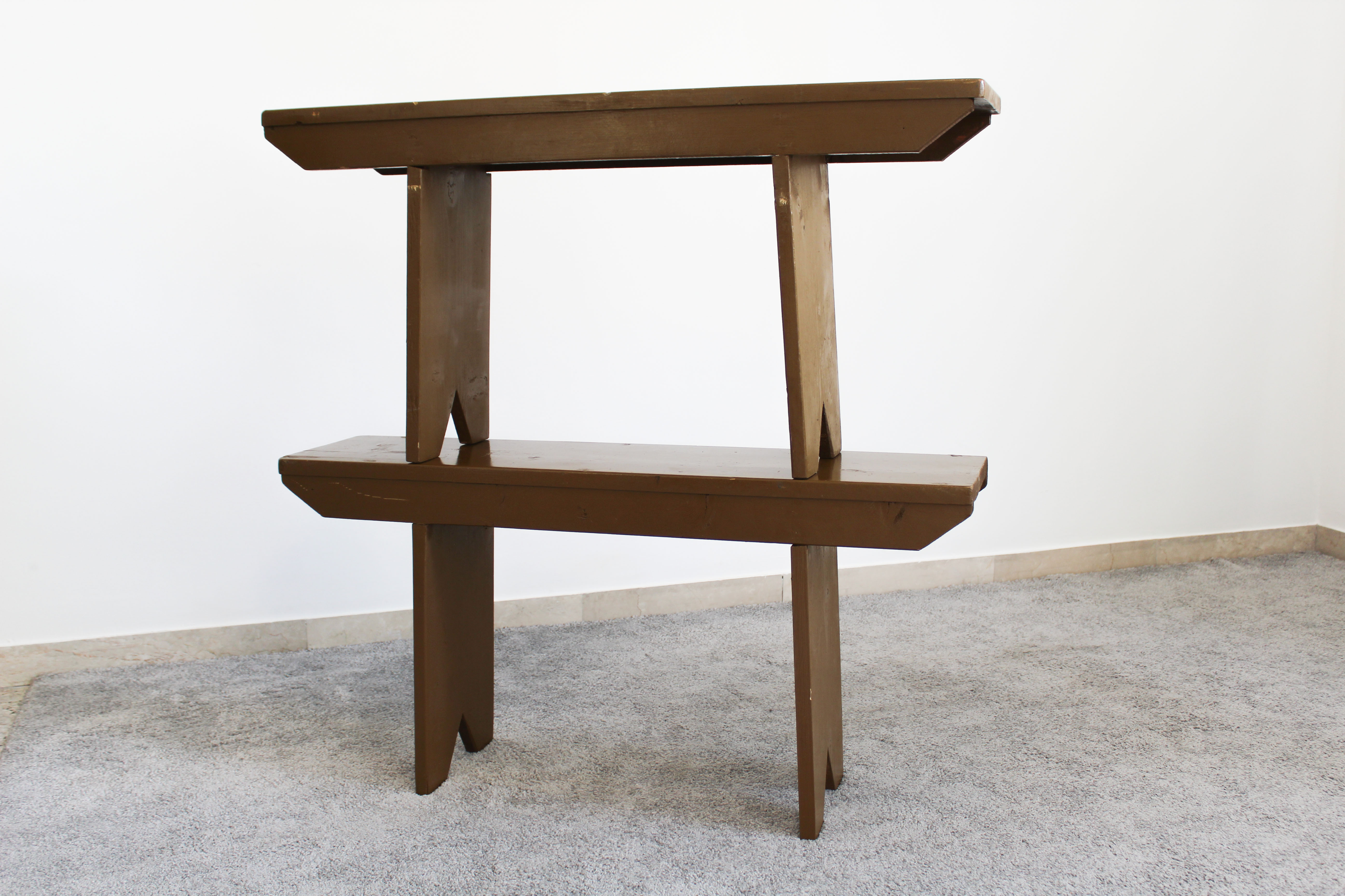Pair of Spruce Wood Benches, Italy 50s