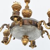 Golden bronze and glass chandelier