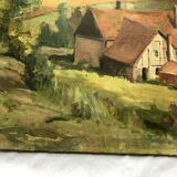 Oil on cardboard landscape 20th century sign Fude Plois 20th century