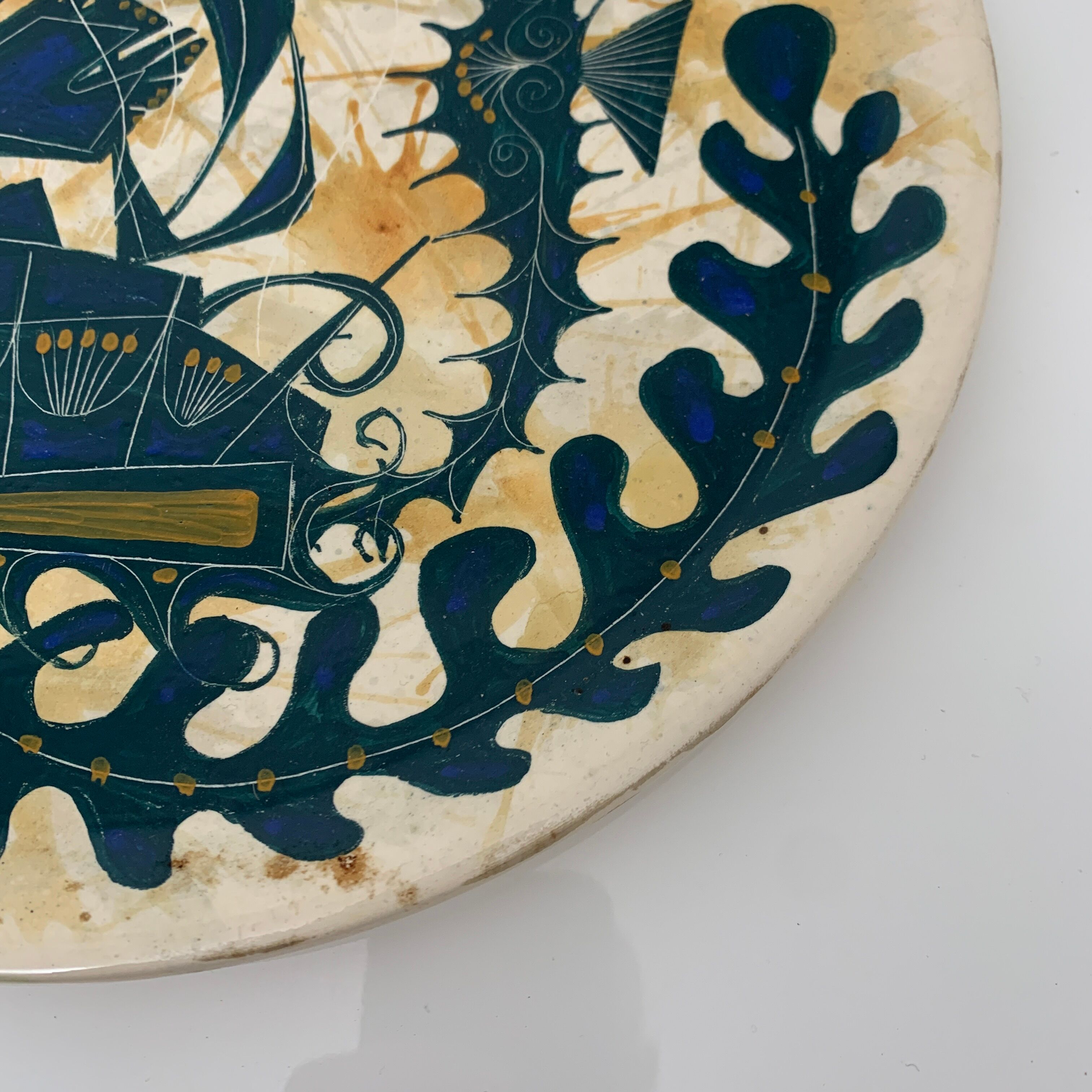 Decorative flat plate decoration decor of boat Goualch Jean Claude
