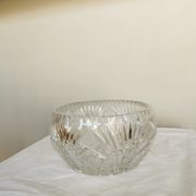 Vintage 1970s Lead Crystal Bowl: Bohemian Table Centerpiece