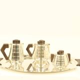 Art Deco Silver-Plated Tee or Coffee Set With Matching Tray, France, 1930s