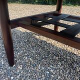 Table en palissandre Topform. Table basse vintage. Sangles en cuir