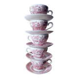 Set of 5 tea cups in English earthenware