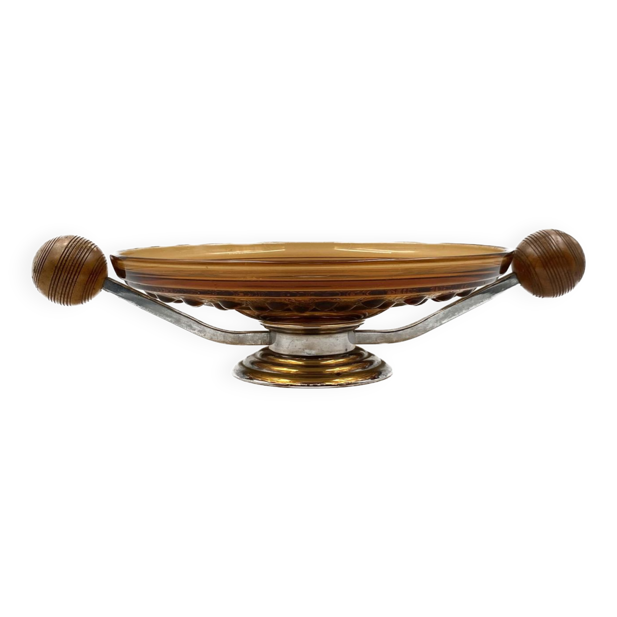 Art Deco large orange glass centerpiece / vide-poche, Italy 1940s