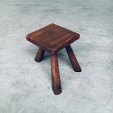 Small Tripod Oak Side Table / Stool, Belgium, 1950s