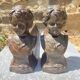 Pair of antique cast iron fire dogs "The Conquering Love"
