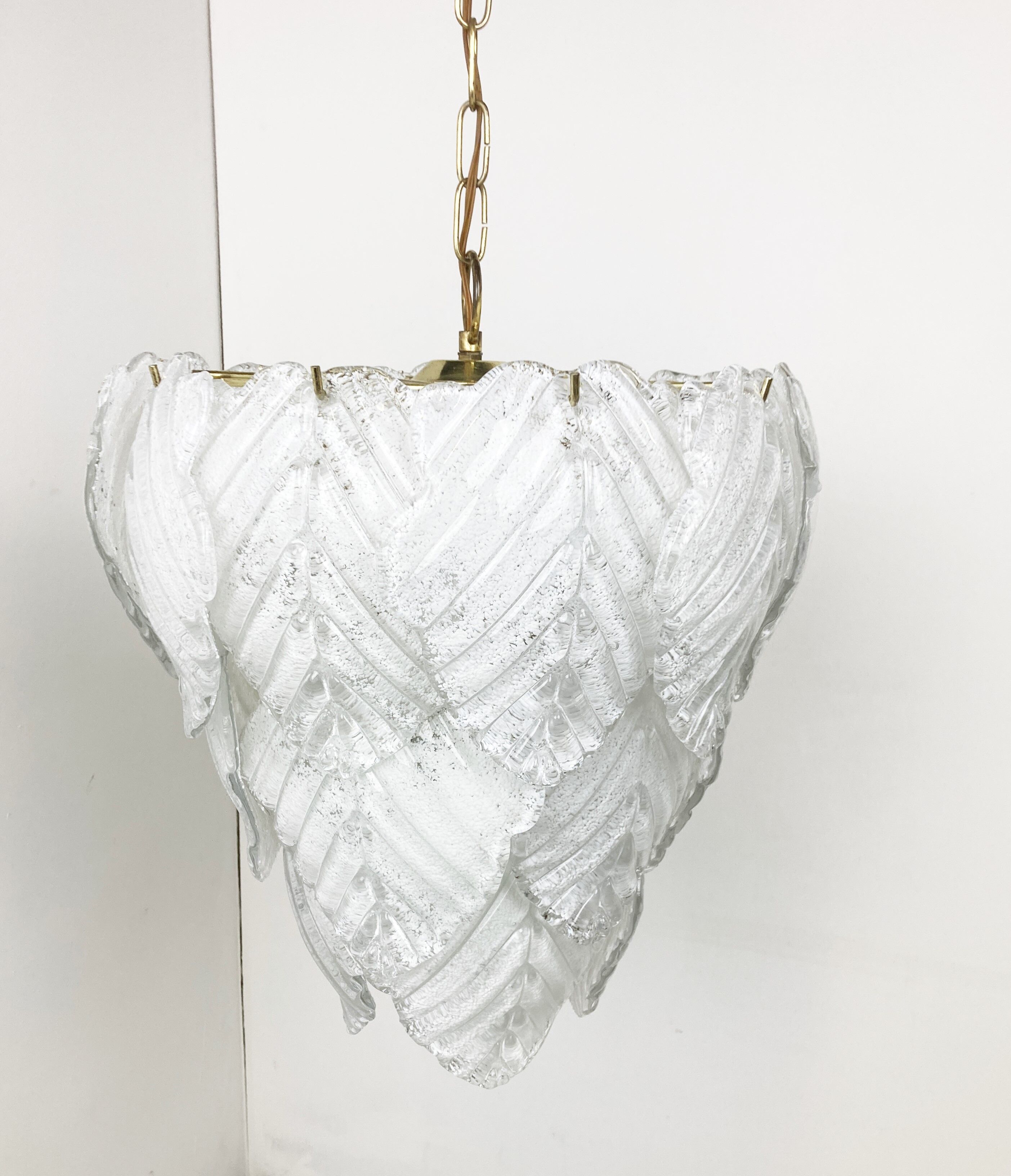 Vintage murano leaf chandelier, 1970s