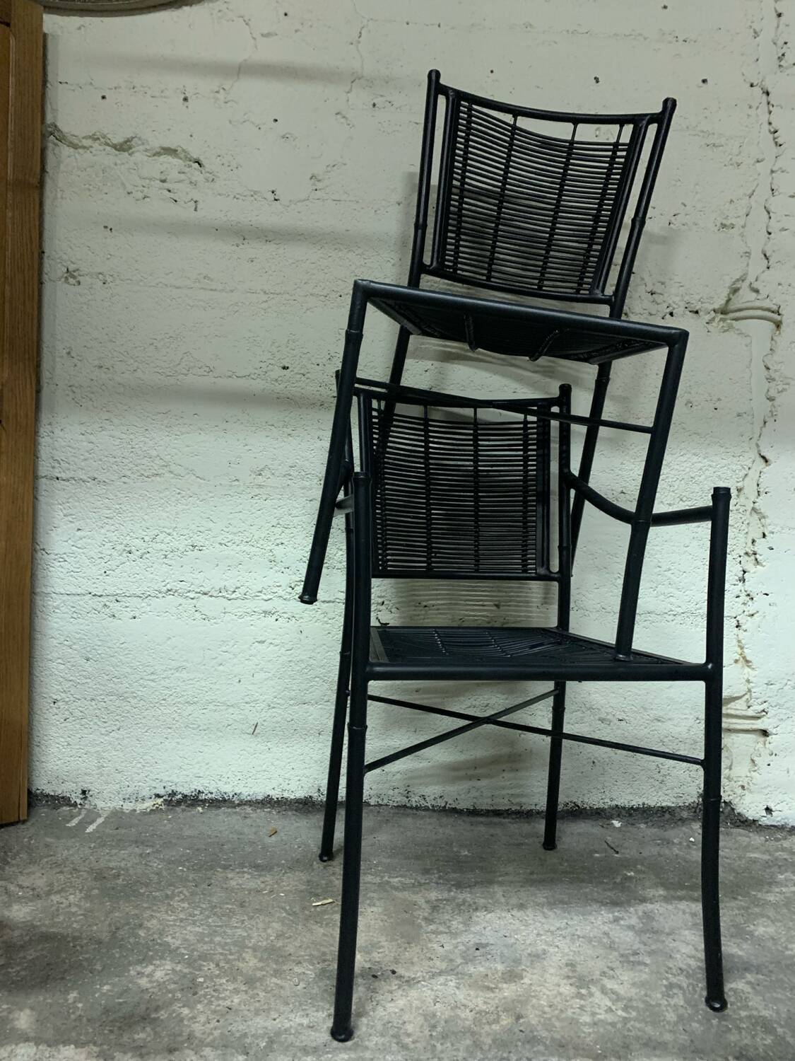 Bamboo metal chair and armchair