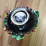 Vintage decorative object in ceramic majolica with pansy decoration – 1950s