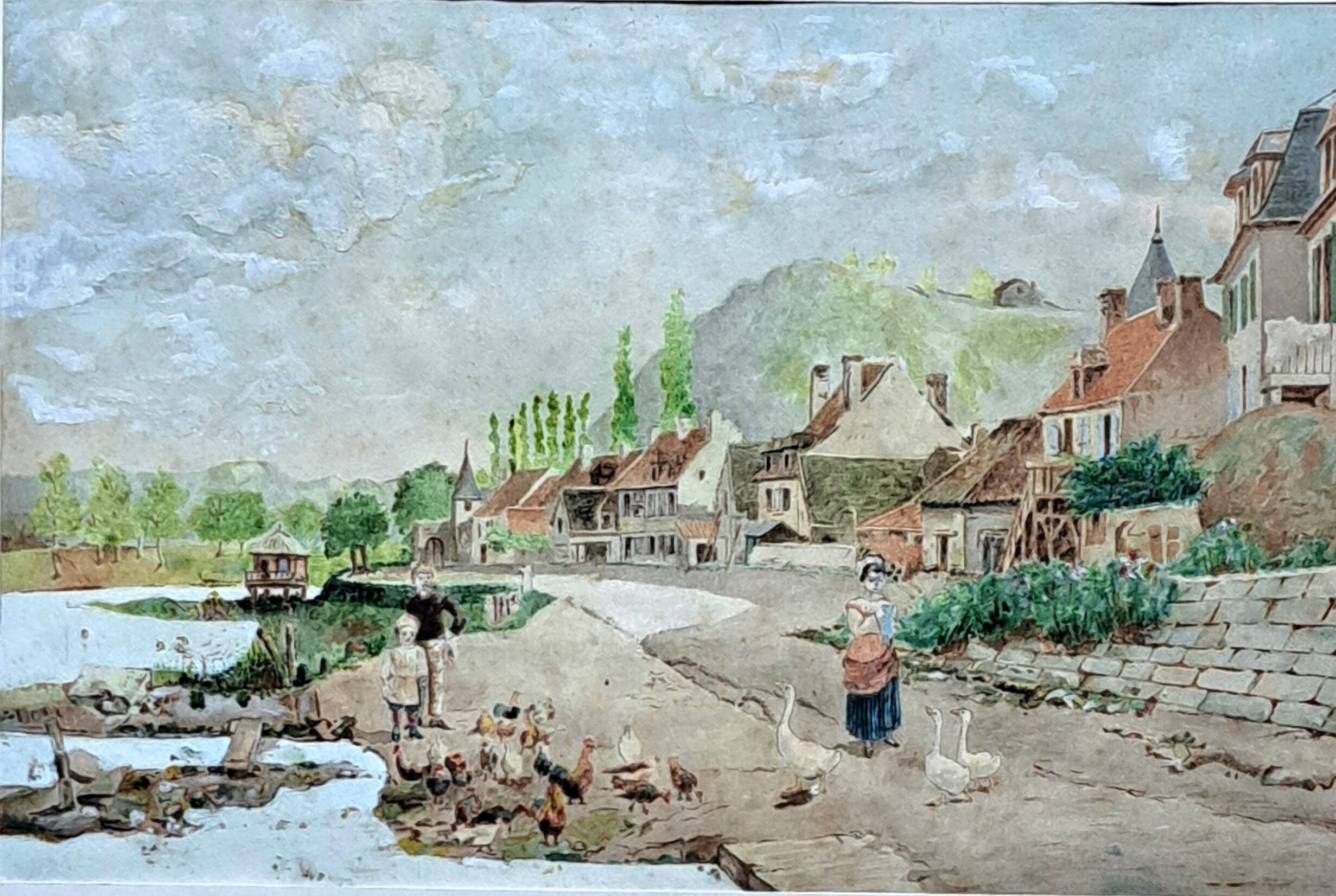 Tableau impressionniste - Aquarelle et gouache - École française vers 1900