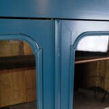 Antique Display Cabinet Painted Blue From 1920s