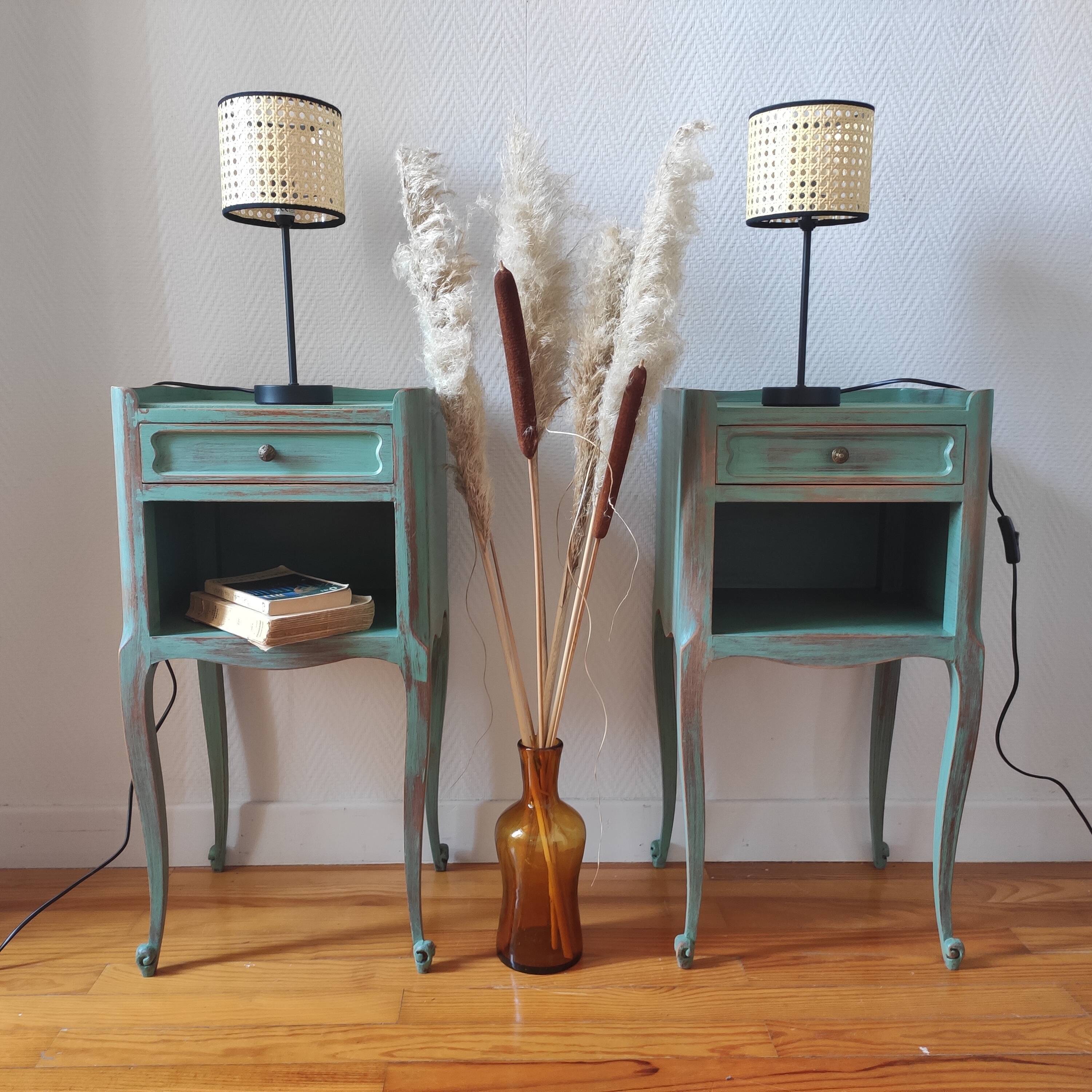 Pair of patinated bedside tables