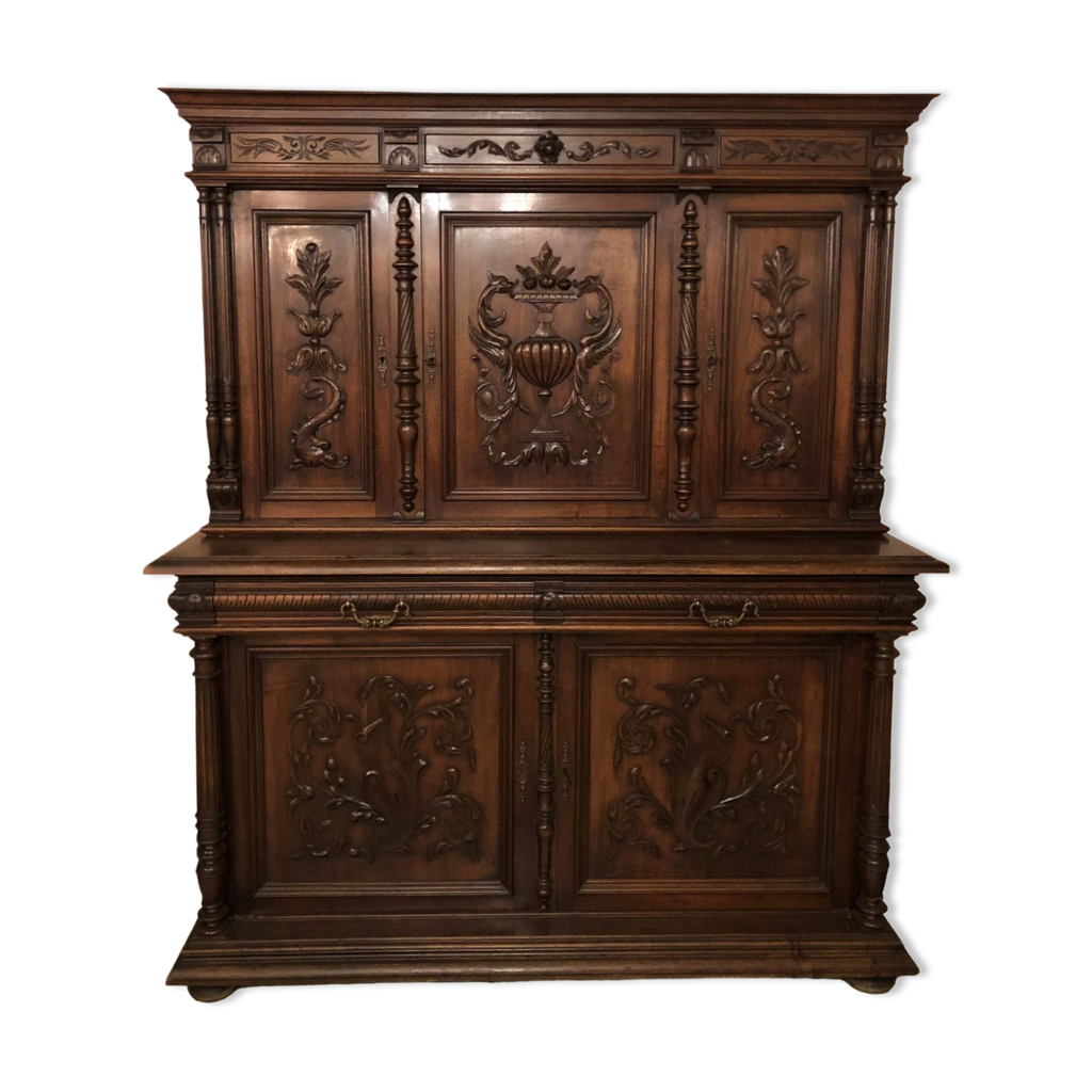 Buffet vaisselier 2 corps style Henri II Selency