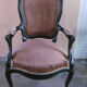 Fauteuil voltaire epoque Napoleon III en bois noirci tissu rouge saumon