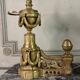 Pair of Louis XVI Style Gilt Bronze Andirons, 19th Century