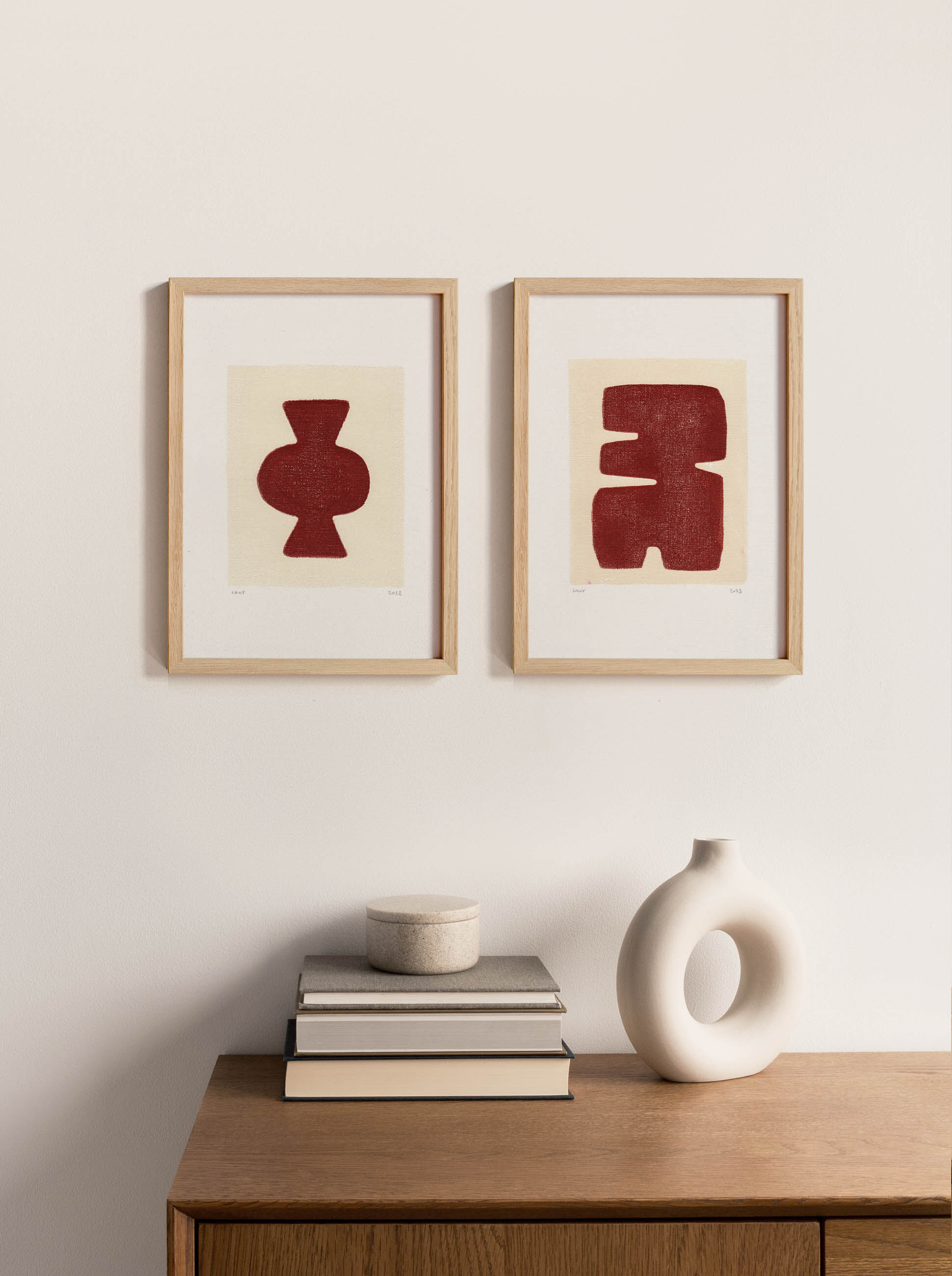 Duo of paints - Clio and Maori - dark terracotta - signed Eawy