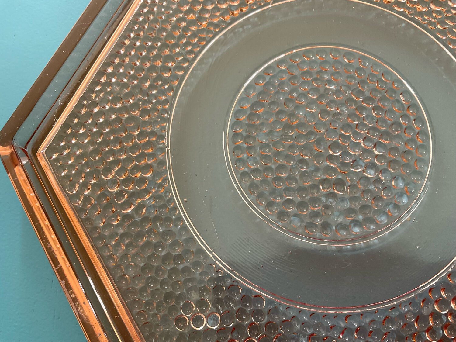 Art Deco pink glass plateau